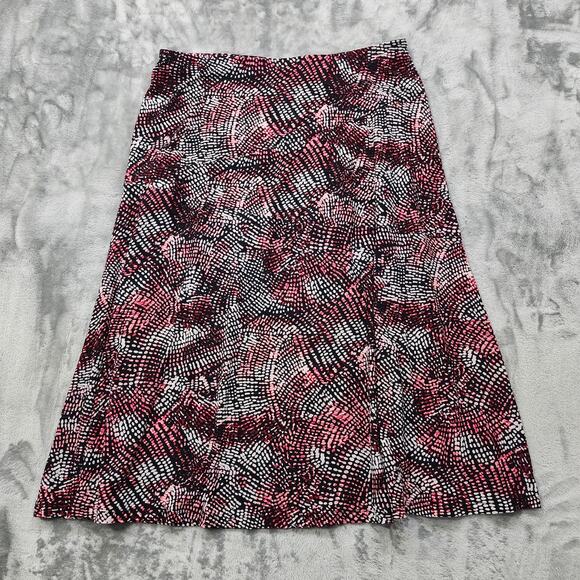 Vintage JM Collection Skirt Womens P/L PETITE Pink Black Pull On A-Line Midi - Picture 1 of 10